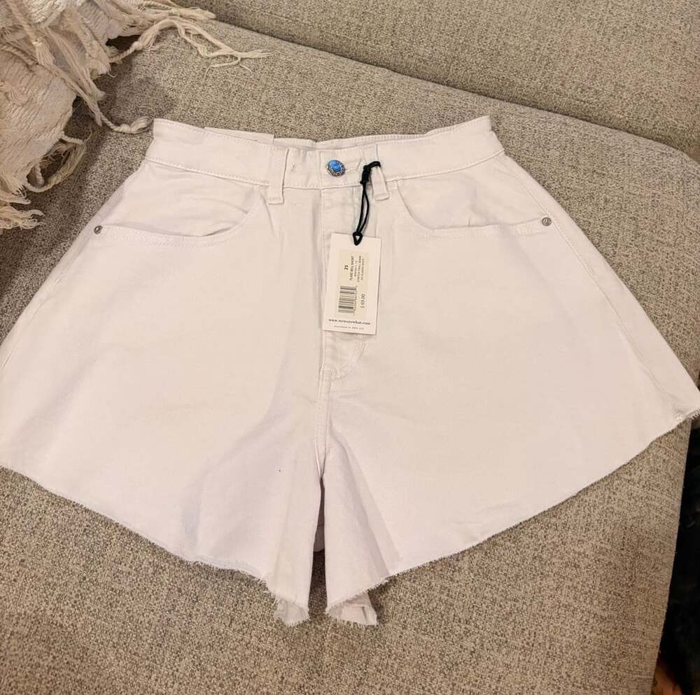 WeWoreWhat Flare Bell Short Stretch Twill Denim White Size 25